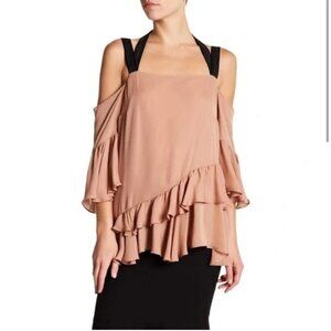 Cinq a Sept Dulce Rosetta Off the Shoulder Ruffle Top